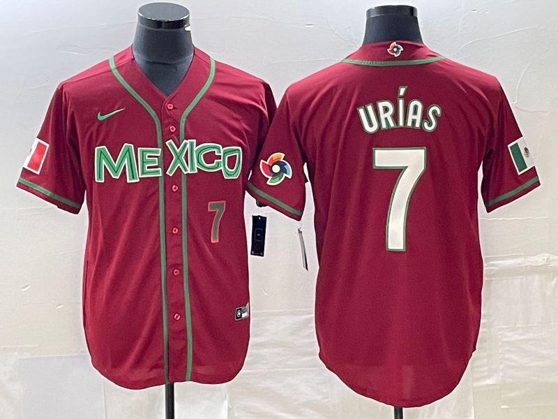 Men 2023 World Cub Mexico #7 Urias Red white Nike MLB Jersey3->more jerseys->MLB Jersey